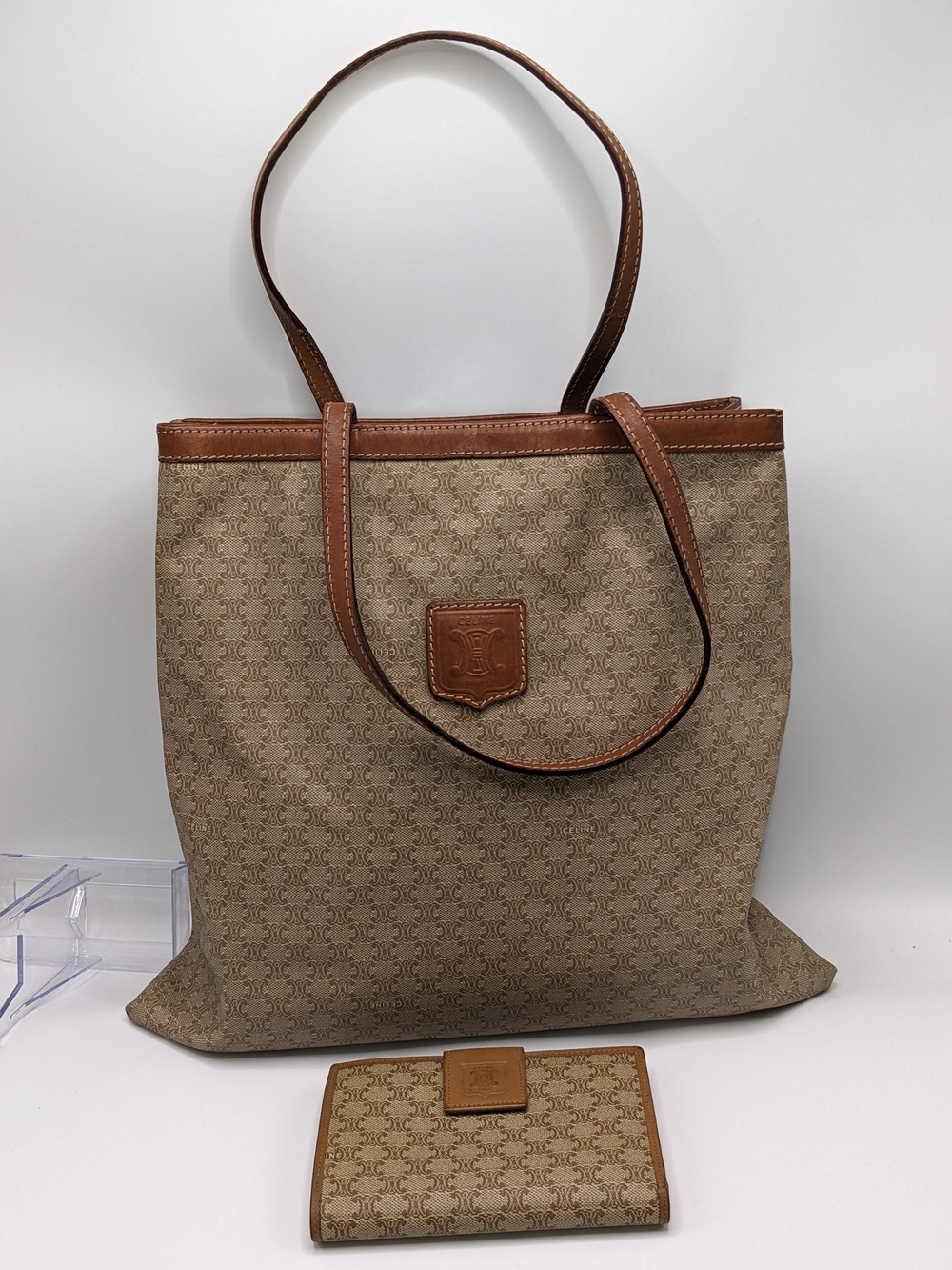 Vintage Celine Macadam Tote Bag & Matching Wallet